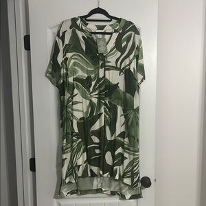 H & M Green Leaf Print Dress size XL